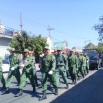 Semangat Linmas Desa Singgit dalam Lomba Baris-berbaris Bulan Agustus lalu